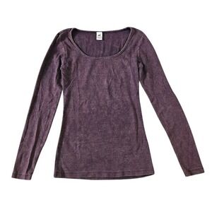 Peruvian Connection Shirt Women Small Purple Scoop Neck Cotton Stretch Top